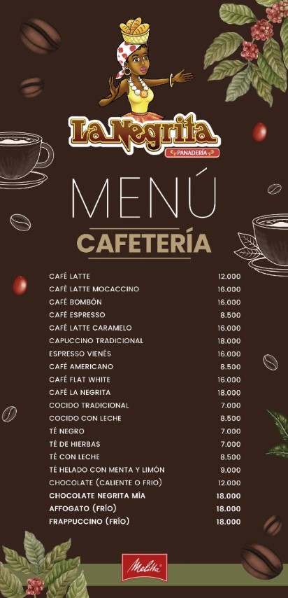 Carta de cafetería página 1
