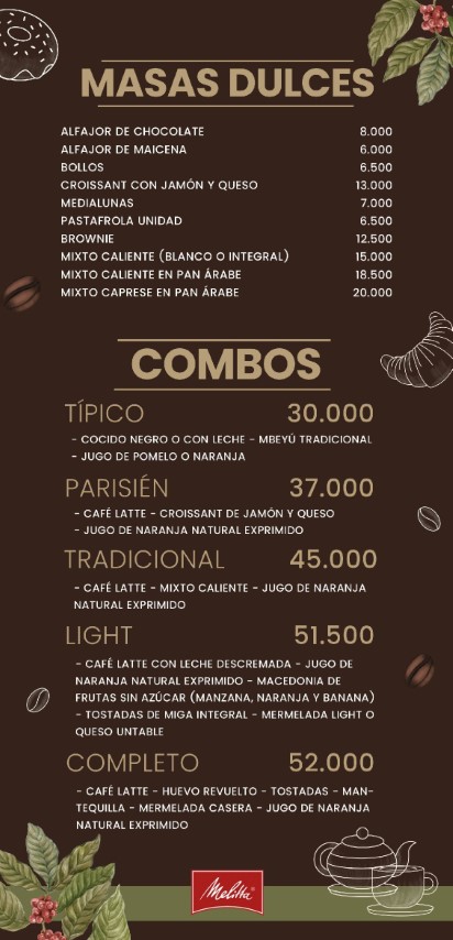 Carta de cafetería página 2